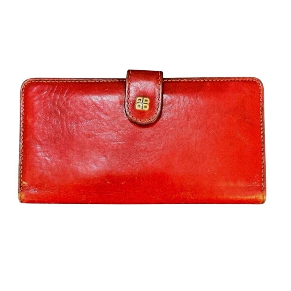 Vintage Bosca USA Made Hand Stained Hide Red Leather Checkbook Wallet Organizer